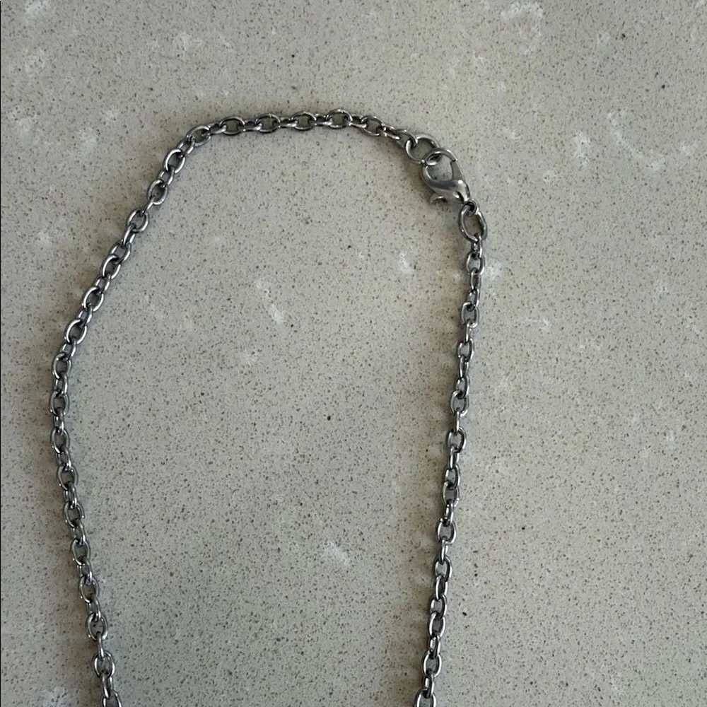 Silver Necklace with Elsa Anna  Character Pendant